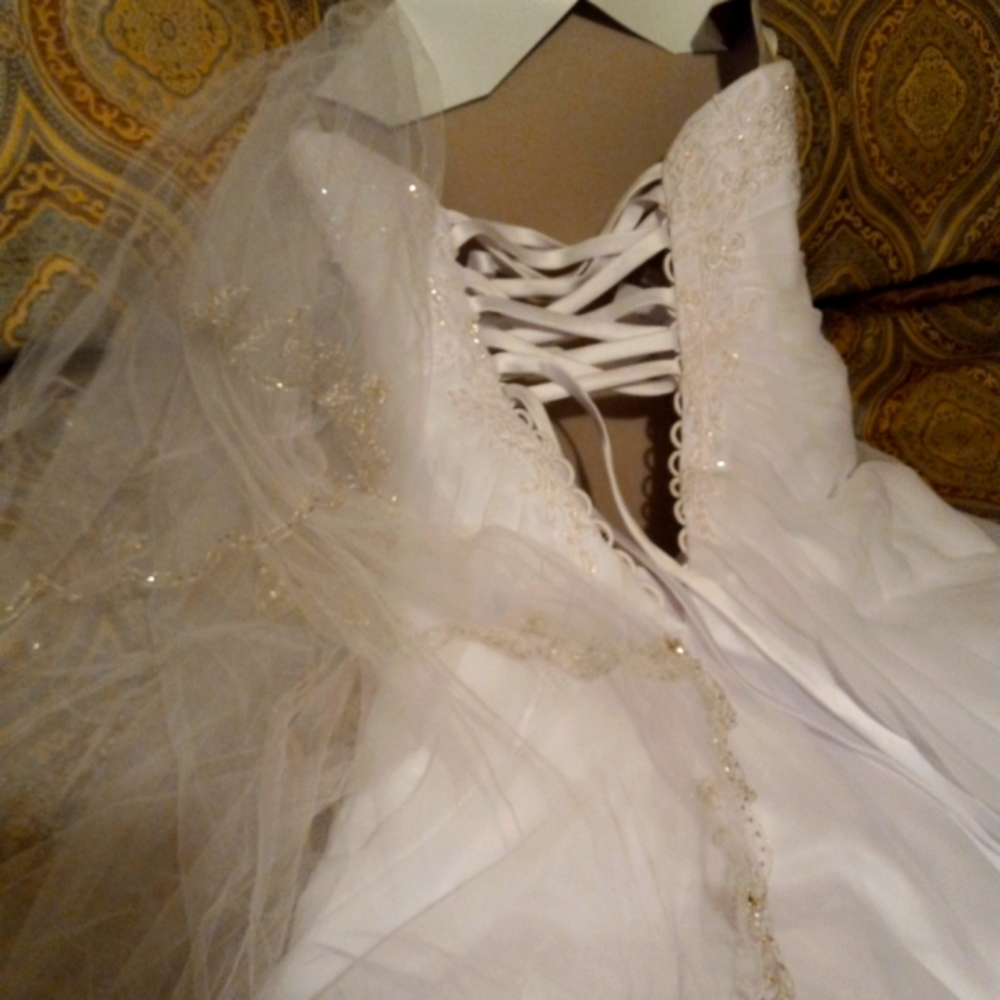 Wedding dress. Shoes and veil.